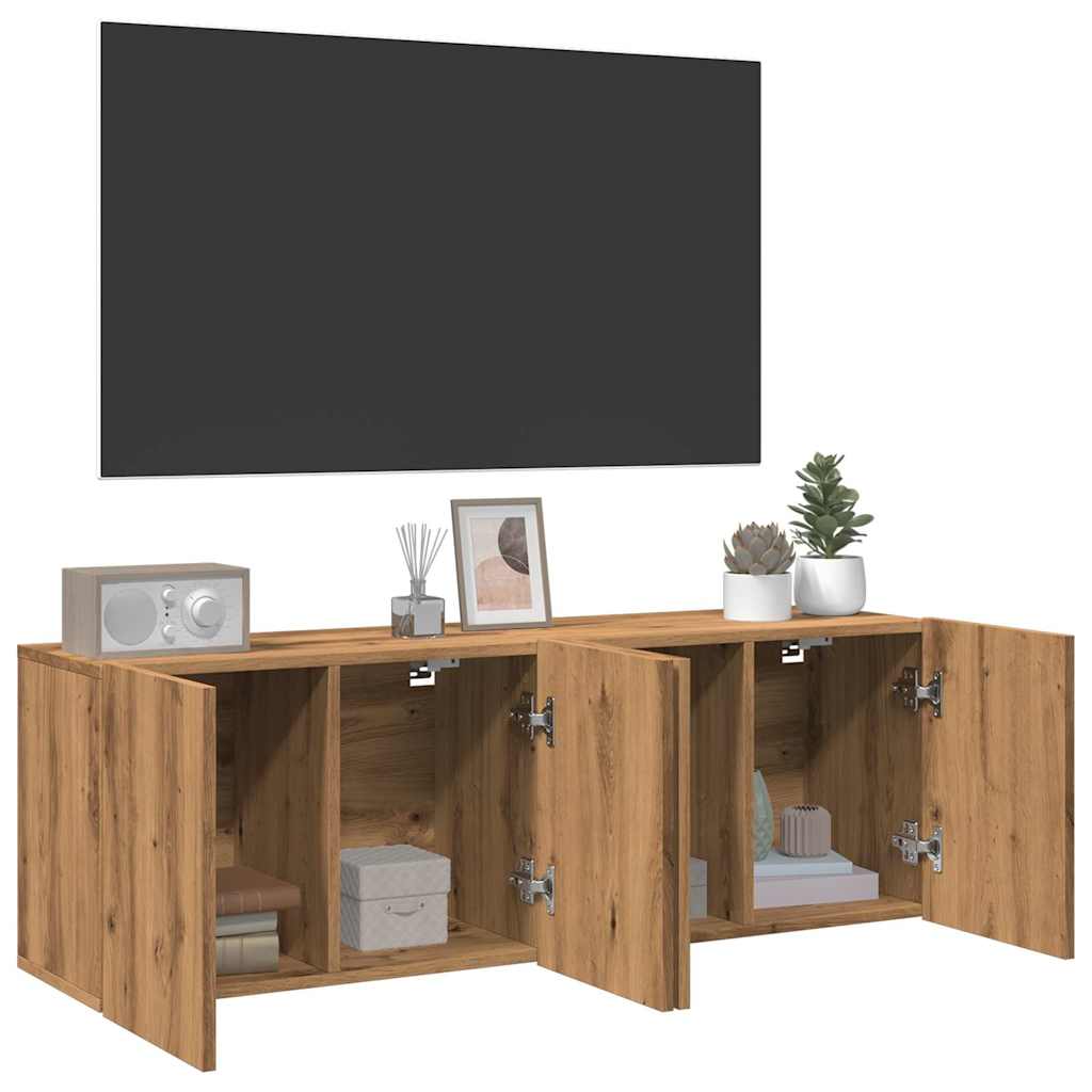 Mobili TV a Parete 2pz Rovere Artigianale 60x30x41 cm