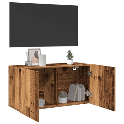 Mobile TV a Parete Legno Antico 80x30x41 cm