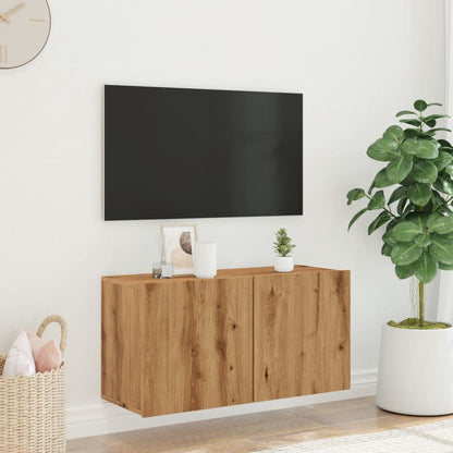 Mobile TV a Parete Rovere Artigianale 80x30x41 cm