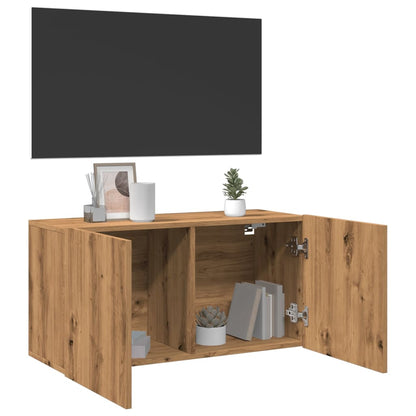 Mobile TV a Parete Rovere Artigianale 80x30x41 cm
