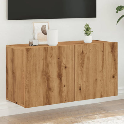 Mobile TV a Parete Rovere Artigianale 80x30x41 cm