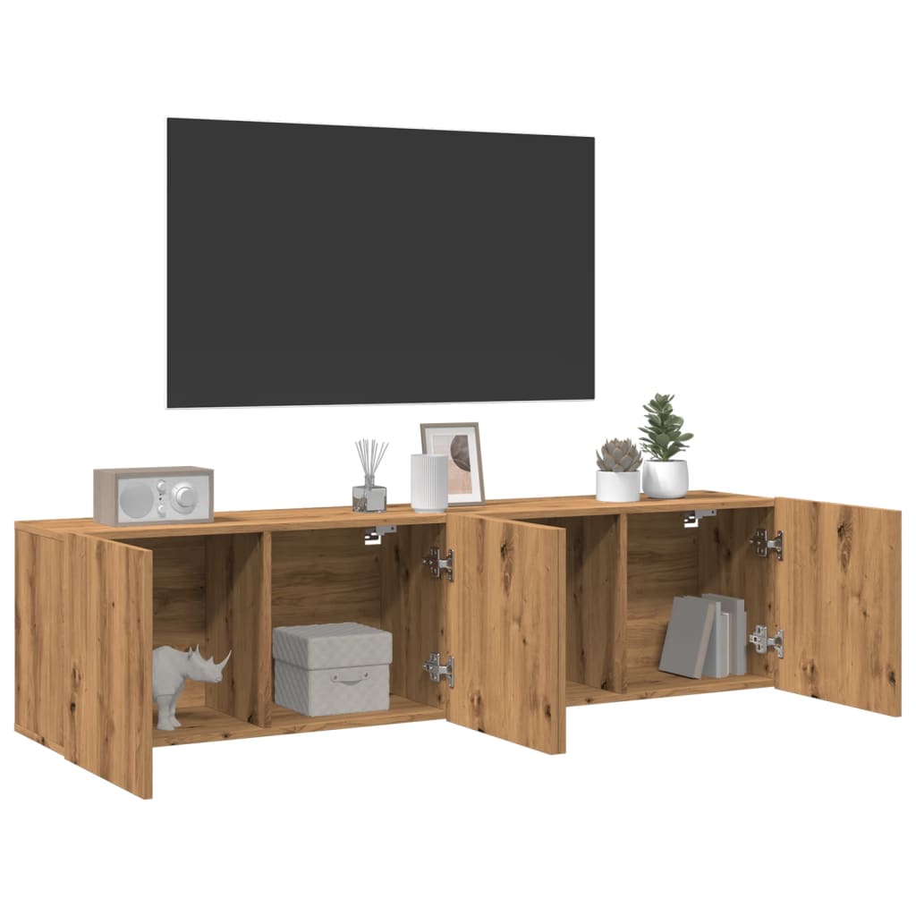 Mobili TV a Parete 2pz Rovere Artigianale 80x30x41 cm