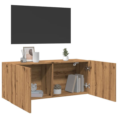 Mobile TV a Parete Rovere Artigianale 100x30x41 cm