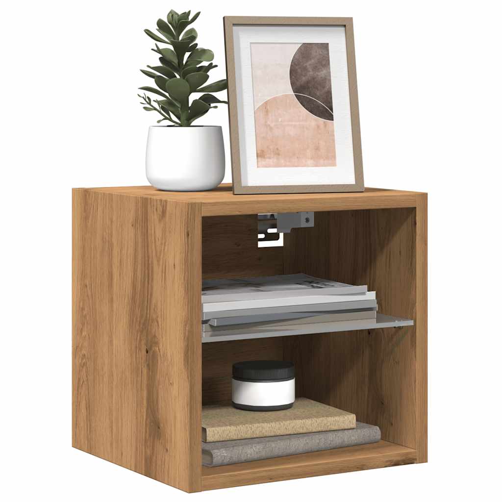 Mobili TV a Parete con Luci LED 2 pz Rovere Artigianale