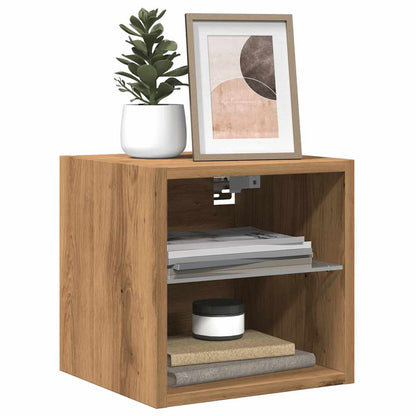 Mobili TV a Parete con Luci LED 2 pz Rovere Artigianale