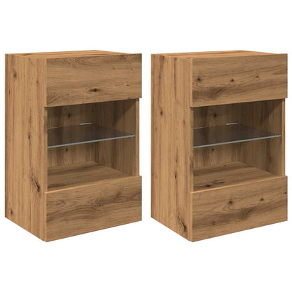 Mobili TV a Parete Luci LED 2pz Rovere Artigianale 40x30x60,5cm