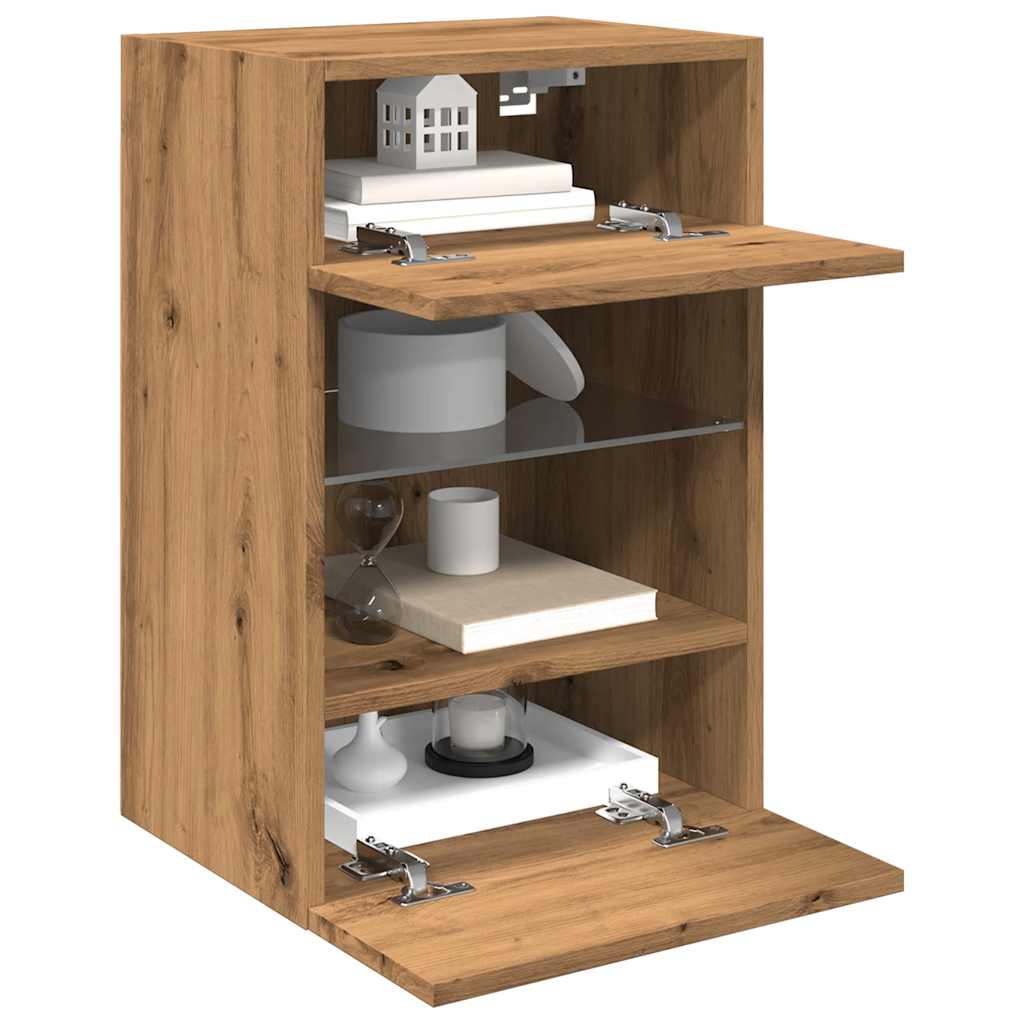 Mobili TV a Parete Luci LED 2pz Rovere Artigianale 40x30x60,5cm
