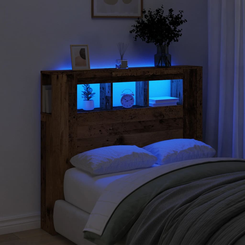 Testiera LED Legno Antico 120x18,5x103,5 cm Legno Multistrato