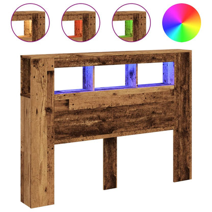 Testiera LED Legno Antico 140x18,5x103,5 cm Legno Multistrato