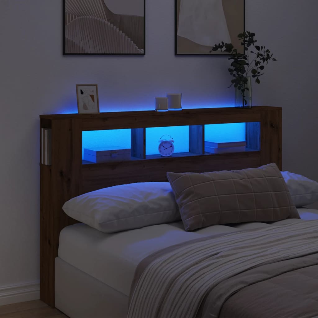 Testiera LED Rovere Artigianale 160x18,5x103,5 cm Multistrato