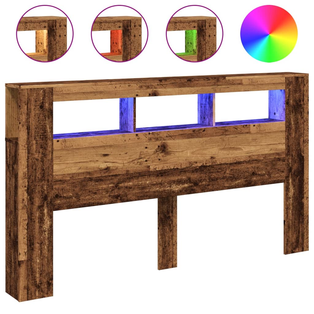 Testiera LED Legno Antico 180x18,5x103,5 cm Legno Multistrato