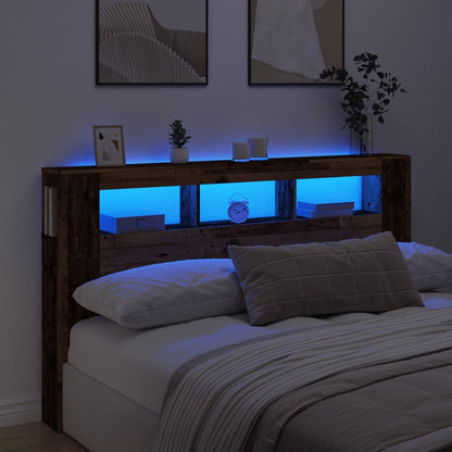 Testiera LED Legno Antico 180x18,5x103,5 cm Legno Multistrato