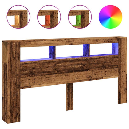 Testiera LED Legno Antico 200x18,5x103,5 cm Legno Multistrato