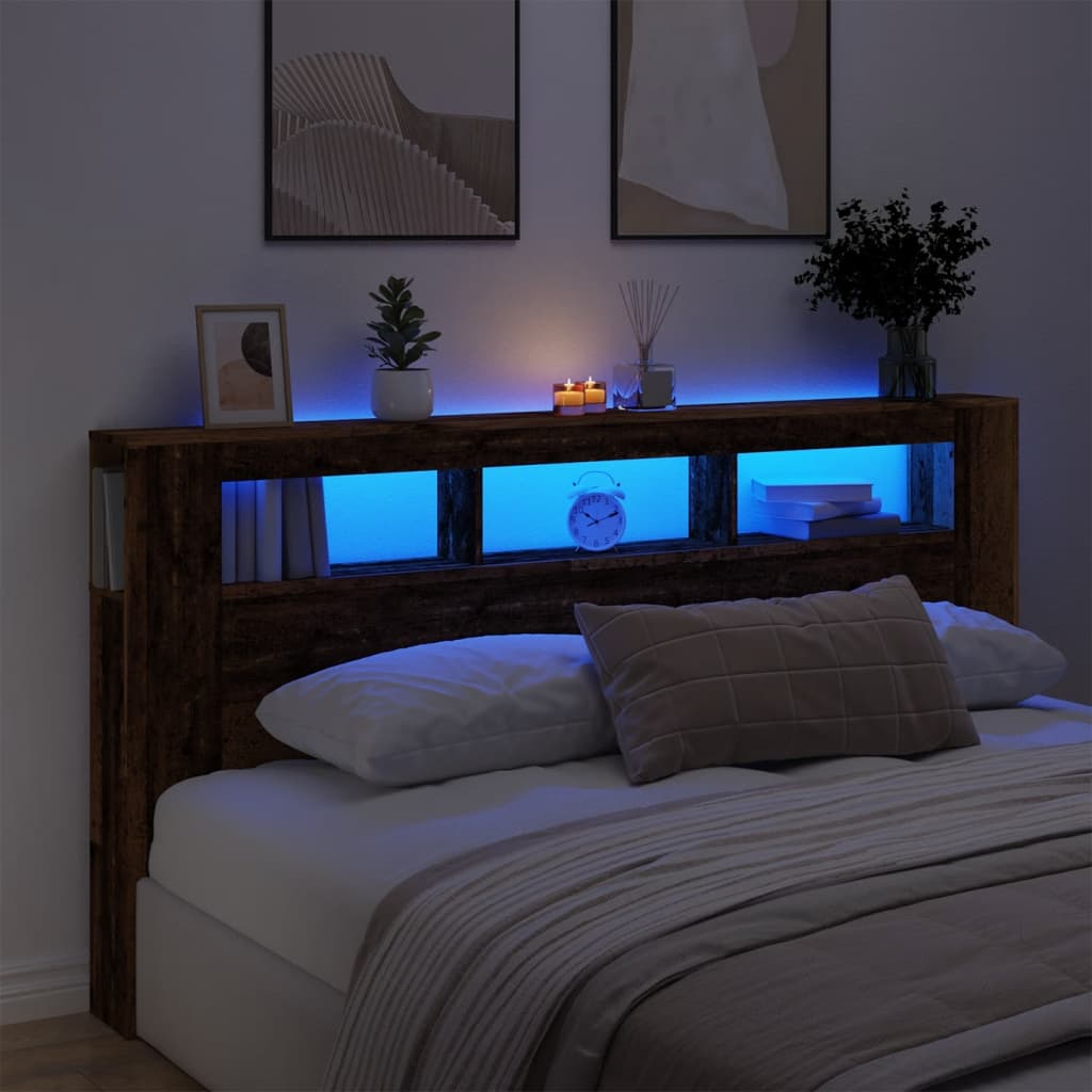 Testiera LED Legno Antico 200x18,5x103,5 cm Legno Multistrato
