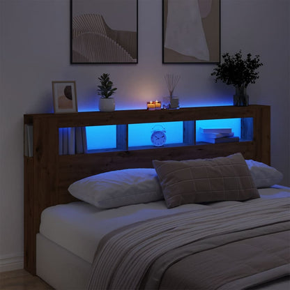 Testiera LED Rovere Artigianale 200x18,5x103,5 cm Multistrato