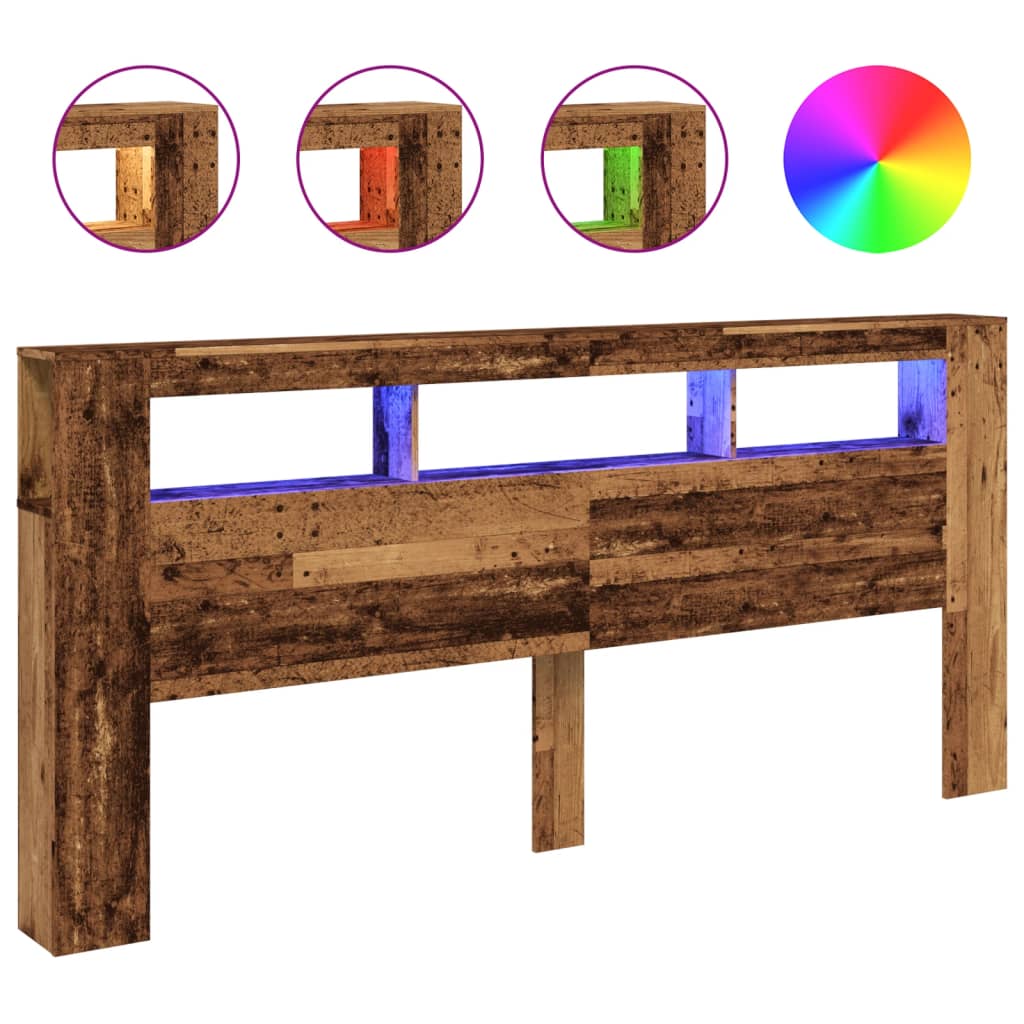 Testiera LED Legno Antico 220x18,5x103,5 cm Legno Multistrato