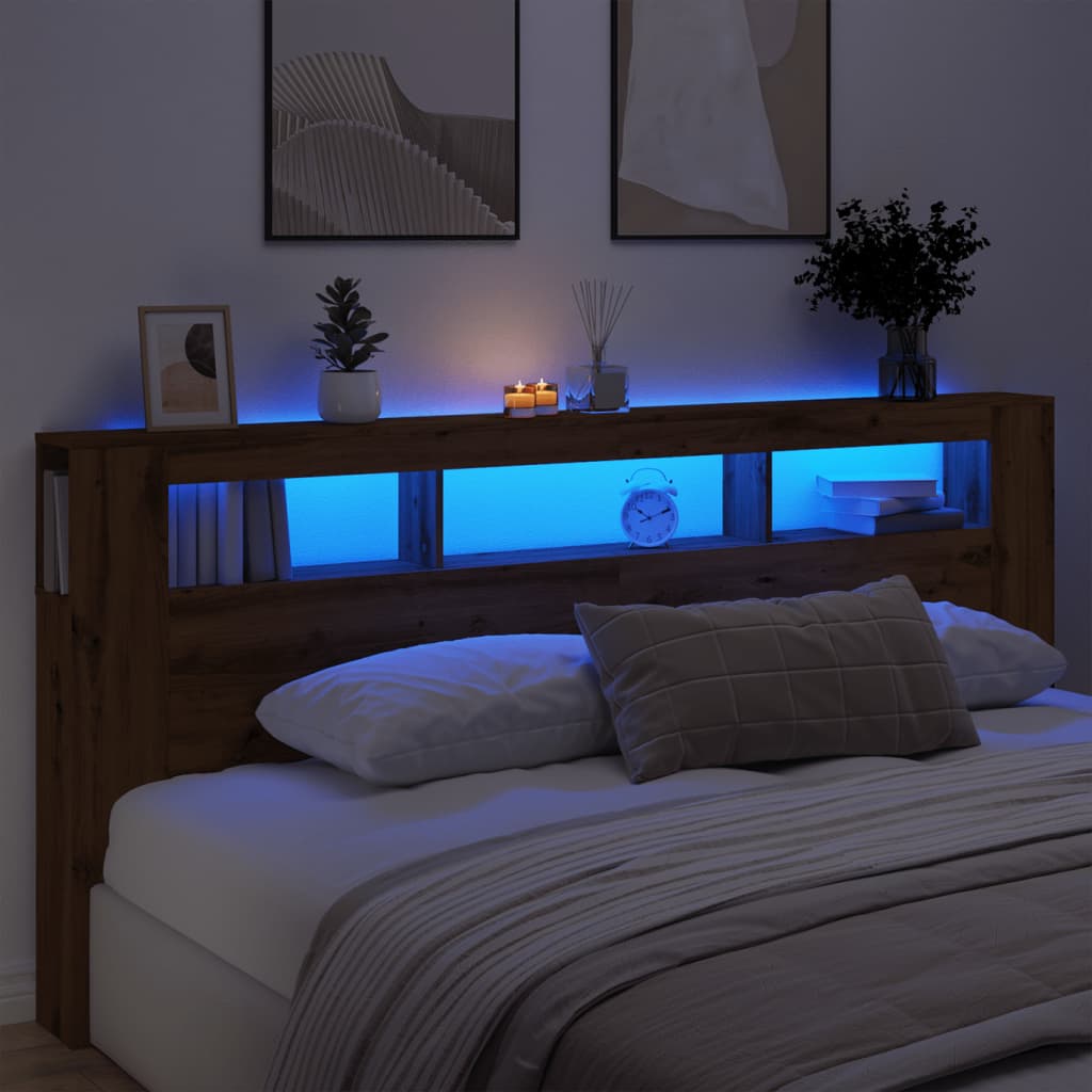 Testiera LED Rovere Artigianale 220x18,5x103,5 cm Multistrato