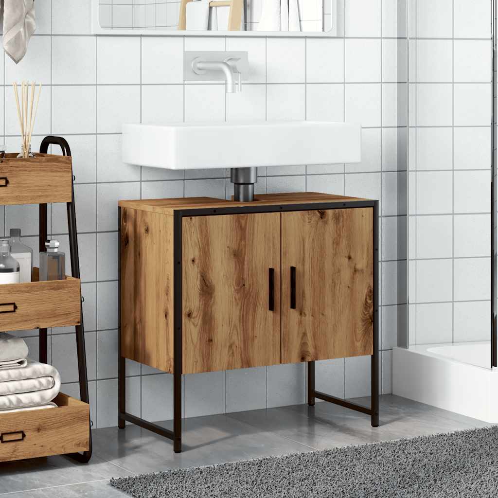 Mobile Lavabo Bagno Rovere Artigianale Legno Multistrato