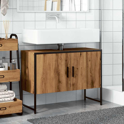 Mobiletto da Bagno Rovere Artigianale 80x33x60 cm in Truciolato