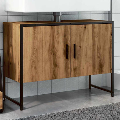 Mobiletto da Bagno Rovere Artigianale 80x33x60 cm in Truciolato