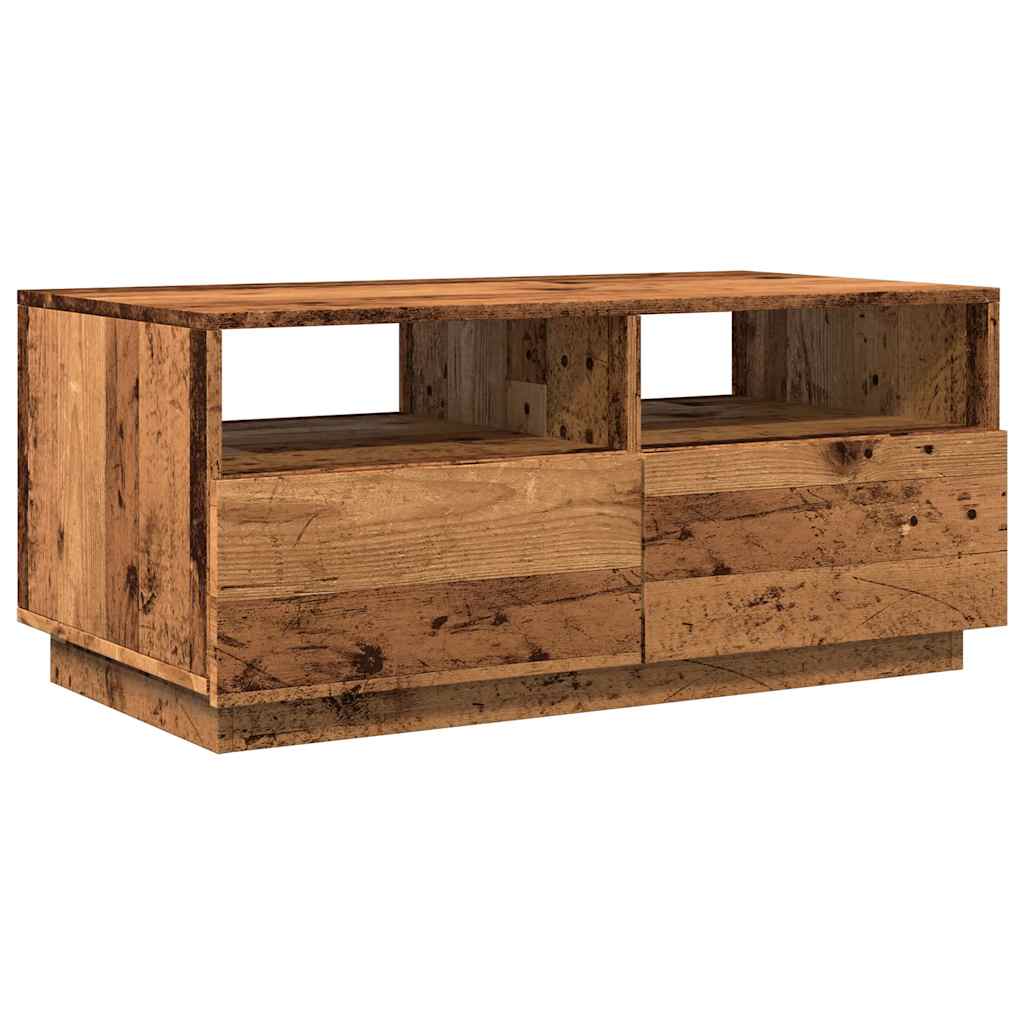 Tavolino da Salotto con Luci LED Legno Antico 90x49x40 cm