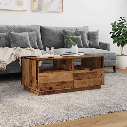 Tavolino da Salotto con Luci LED Legno Antico 90x49x40 cm