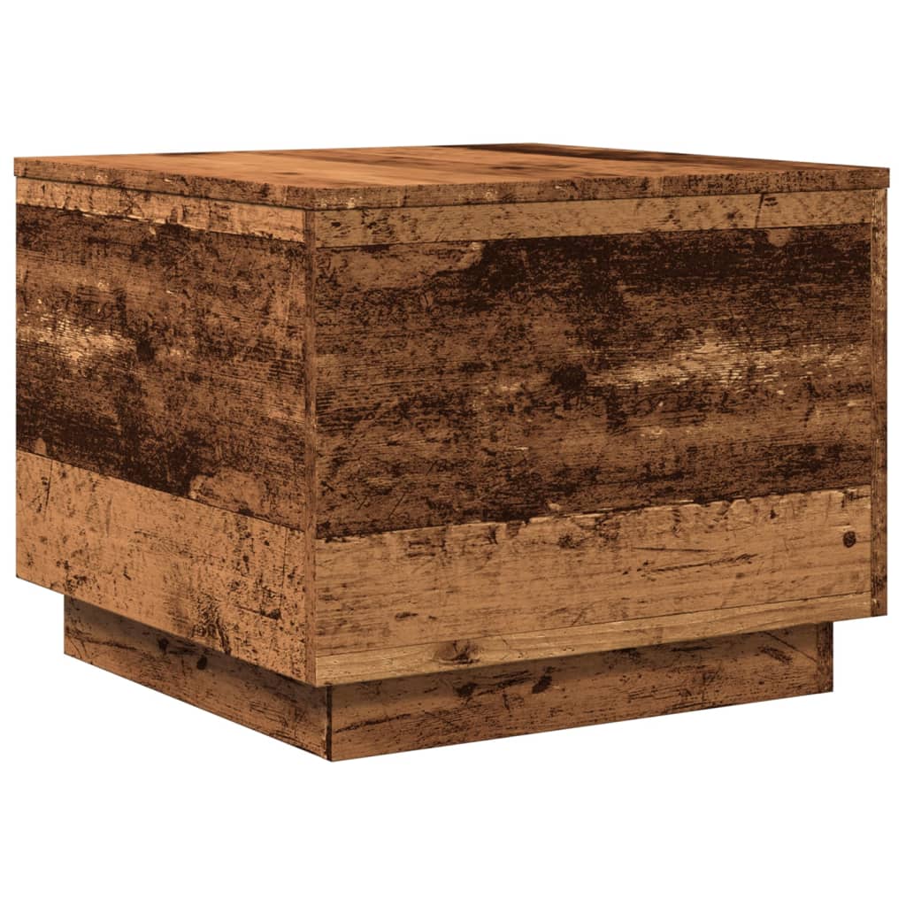 Tavolino da Salotto con Luci LED Legno Antico 50x50x40 cm