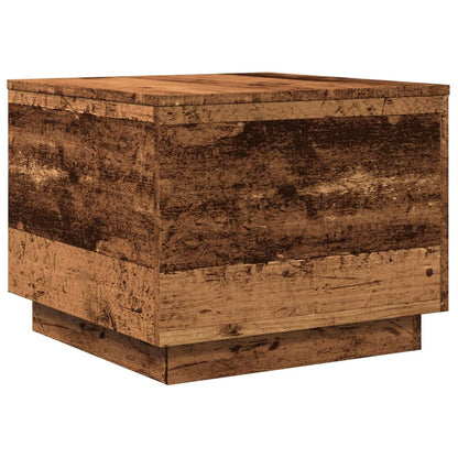 Tavolino da Salotto con Luci LED Legno Antico 50x50x40 cm