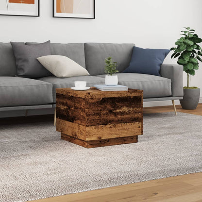 Tavolino da Salotto con Luci LED Legno Antico 50x50x40 cm