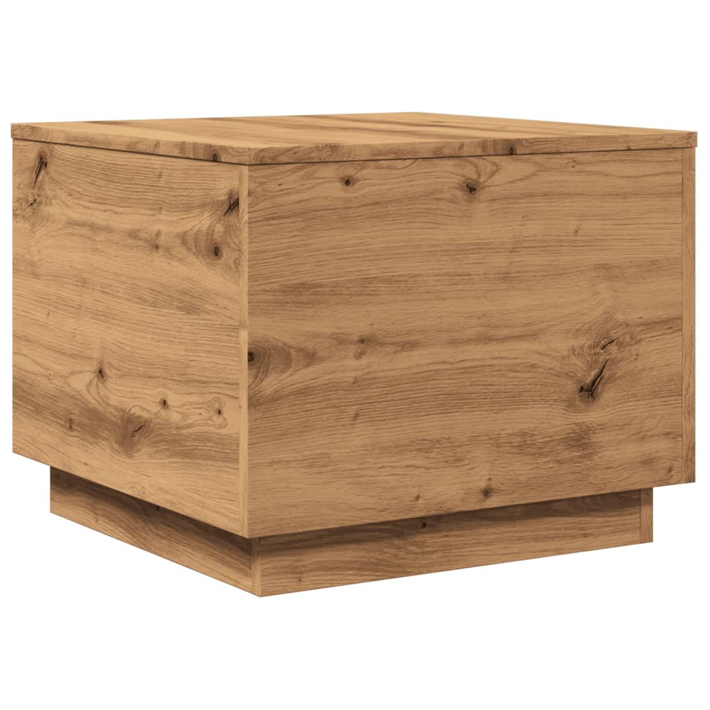 Tavolino da Salotto con Luci LED Rovere Artigianale 50x50x40 cm