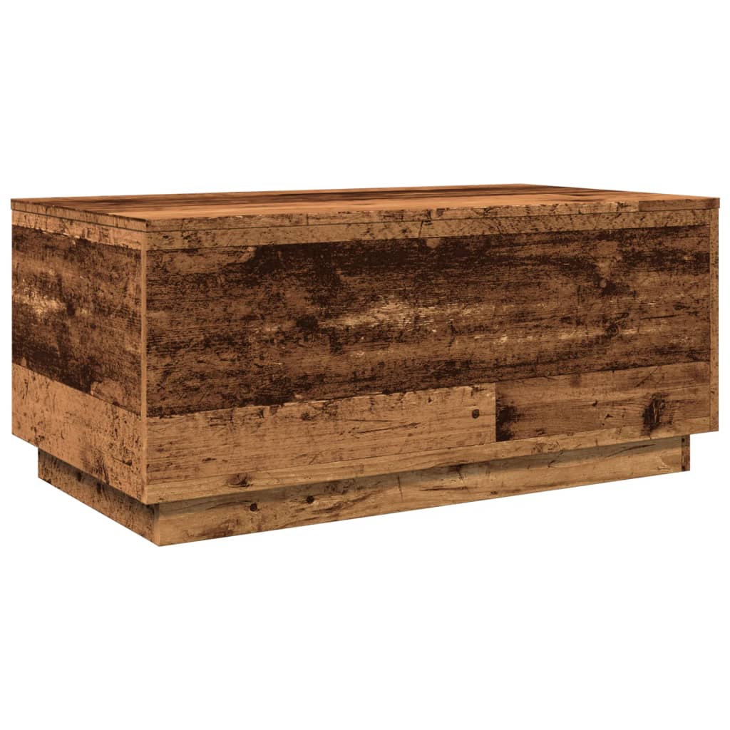 Tavolino da Salotto con Luci LED Legno Antico 90x50x40 cm