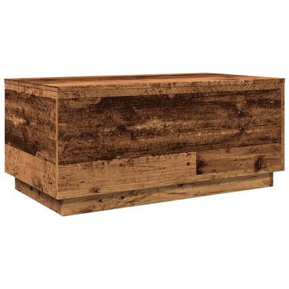 Tavolino da Salotto con Luci LED Legno Antico 90x50x40 cm