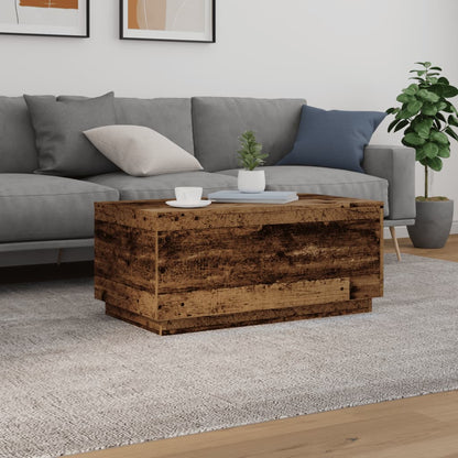 Tavolino da Salotto con Luci LED Legno Antico 90x50x40 cm