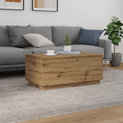 Tavolino da Salotto con Luci LED Rovere Artigianale 90x50x40 cm