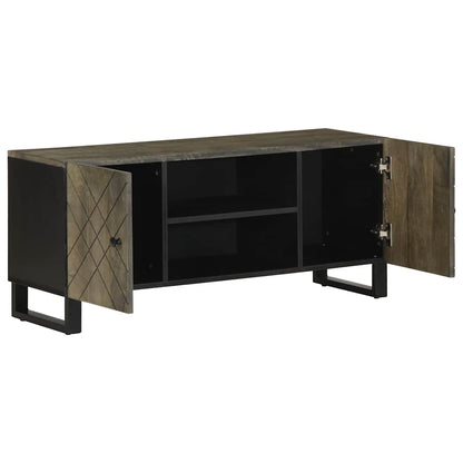 Mobile Porta TV Nero 105x33x46 cm in Legno Massello di Mango