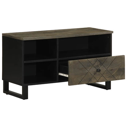 Mobile Porta TV Nero 80x33x46 cm in Legno Massello di Mango