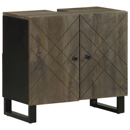 Mobile Lavabo Nero 62x33x58 cm Legno Massello di Mango