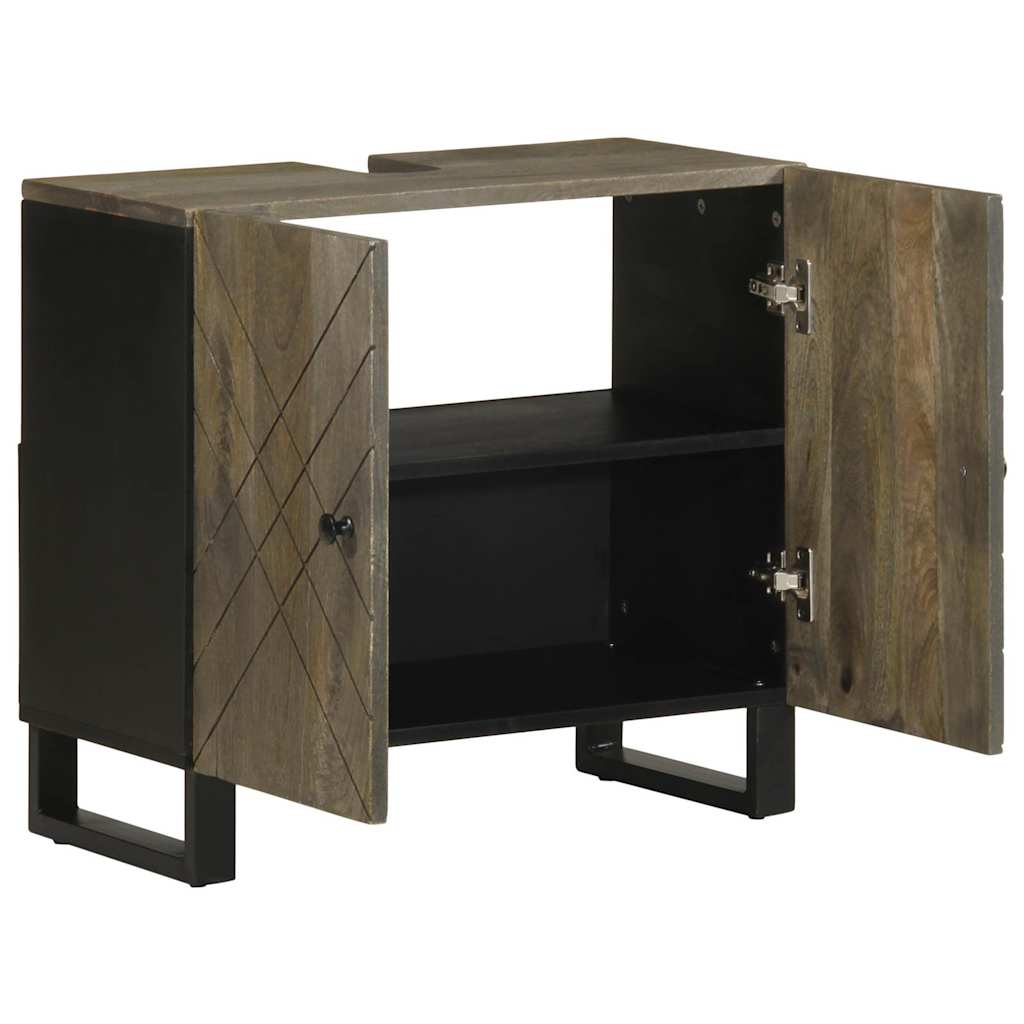 Mobile Lavabo Nero 62x33x58 cm Legno Massello di Mango