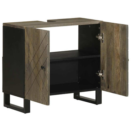 Mobile Lavabo Nero 62x33x58 cm Legno Massello di Mango