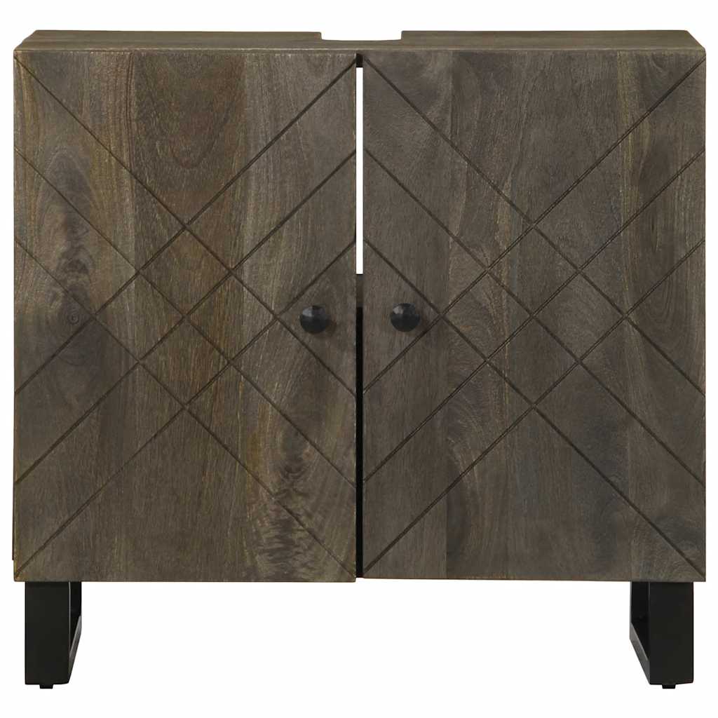 Mobile Lavabo Nero 62x33x58 cm Legno Massello di Mango