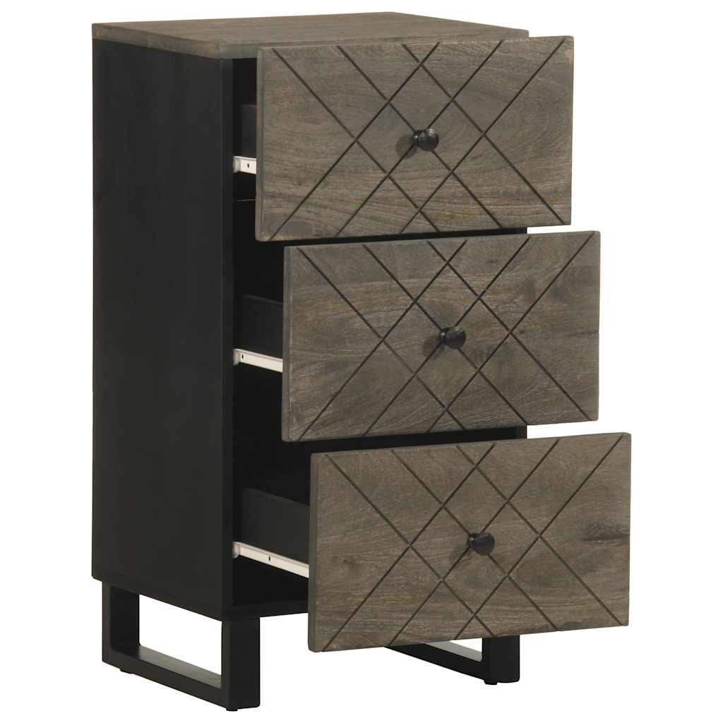 Credenza Nera 40x33x75 cm in Legno Massello di Mango
