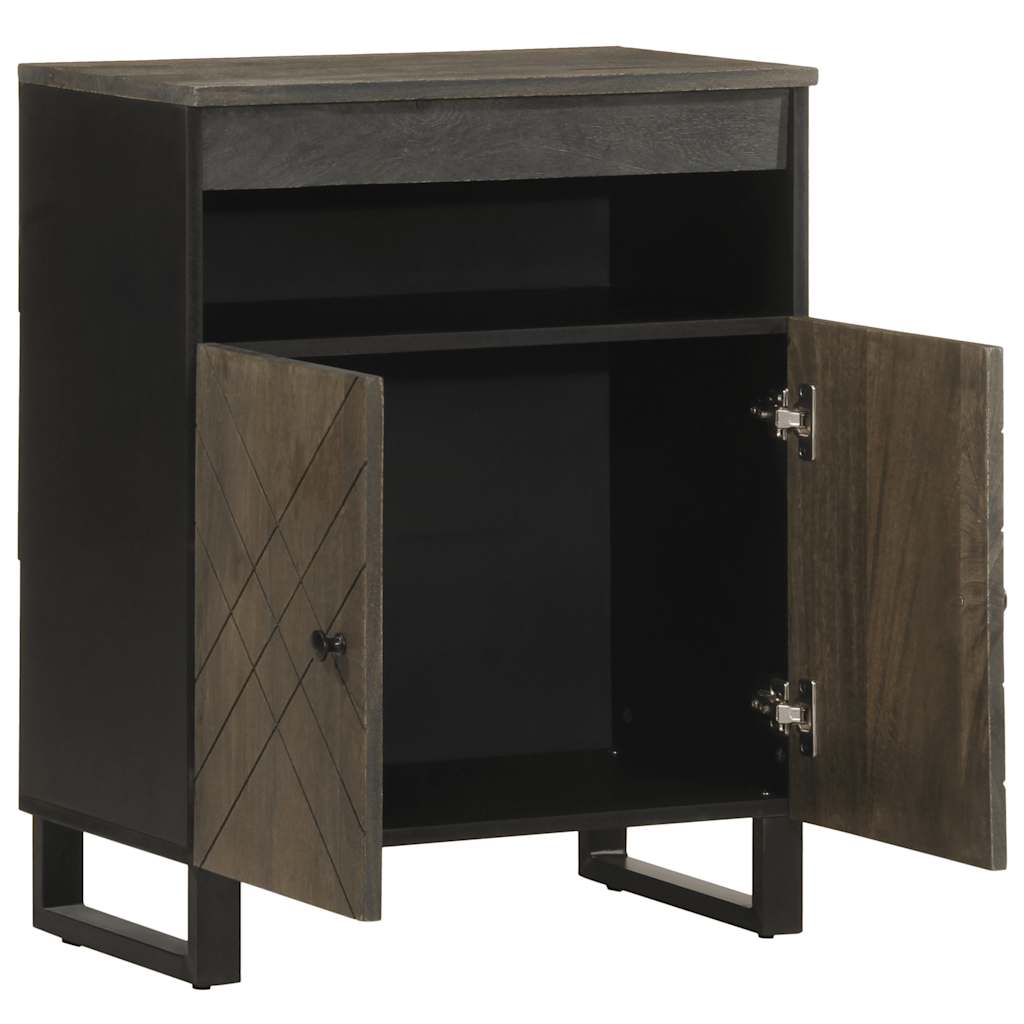 Credenza Nera 60x33x75 cm in Legno Massello di Mango