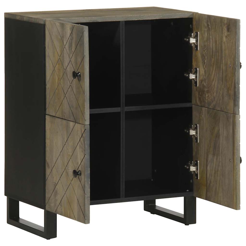 Credenza Nera 60x33x75 cm in Legno Massello di Mango