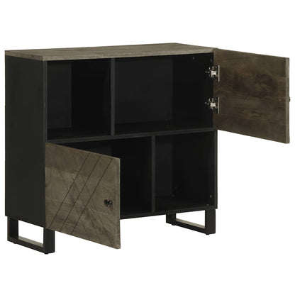 Credenza Nera 80x33x75 cm in Legno Massello di Mango