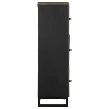 Credenza Nera 40x33x110 cm in Legno Massello di Mango
