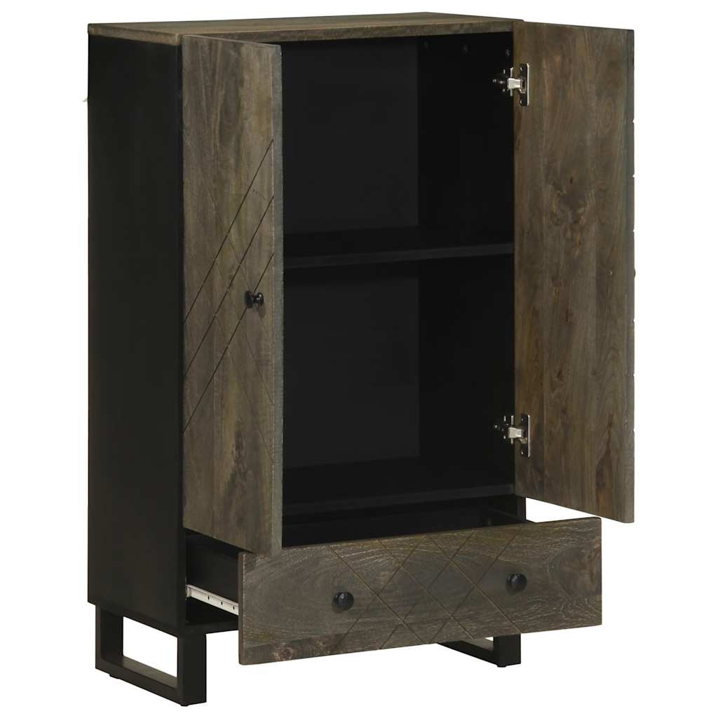 Credenza Nera 60x33x100 cm in Legno Massello di Mango