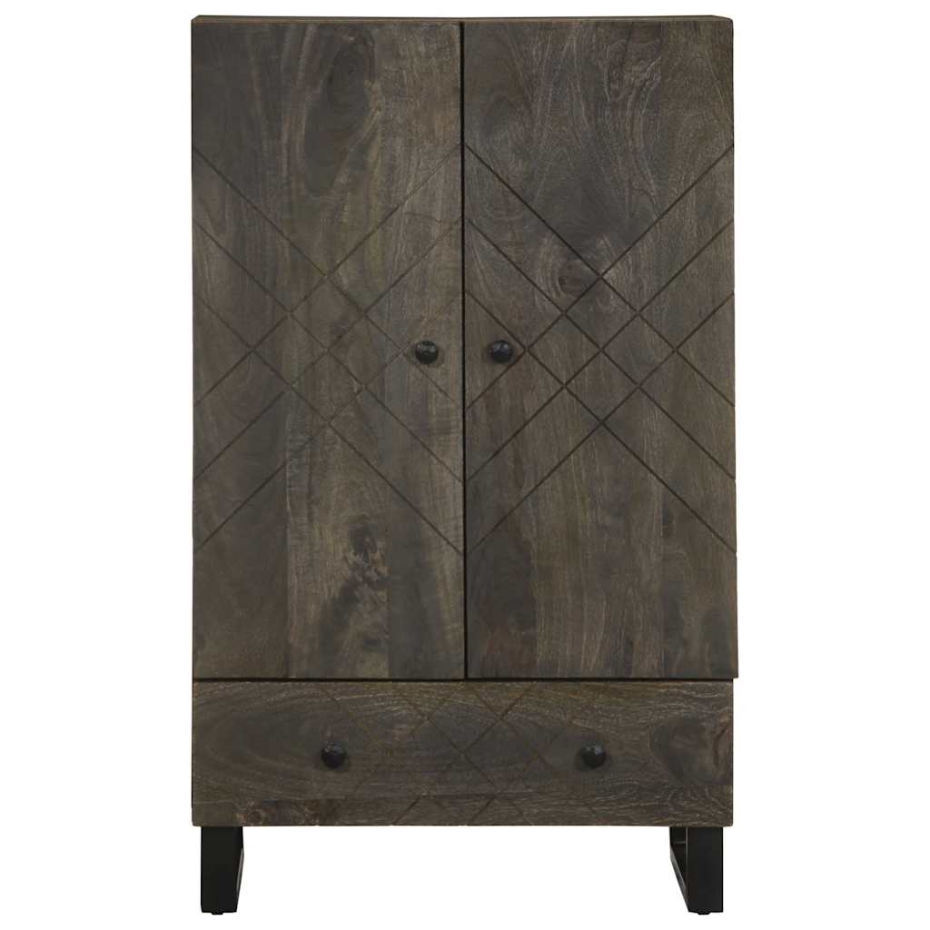 Credenza Nera 60x33x100 cm in Legno Massello di Mango