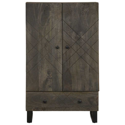 Credenza Nera 60x33x100 cm in Legno Massello di Mango