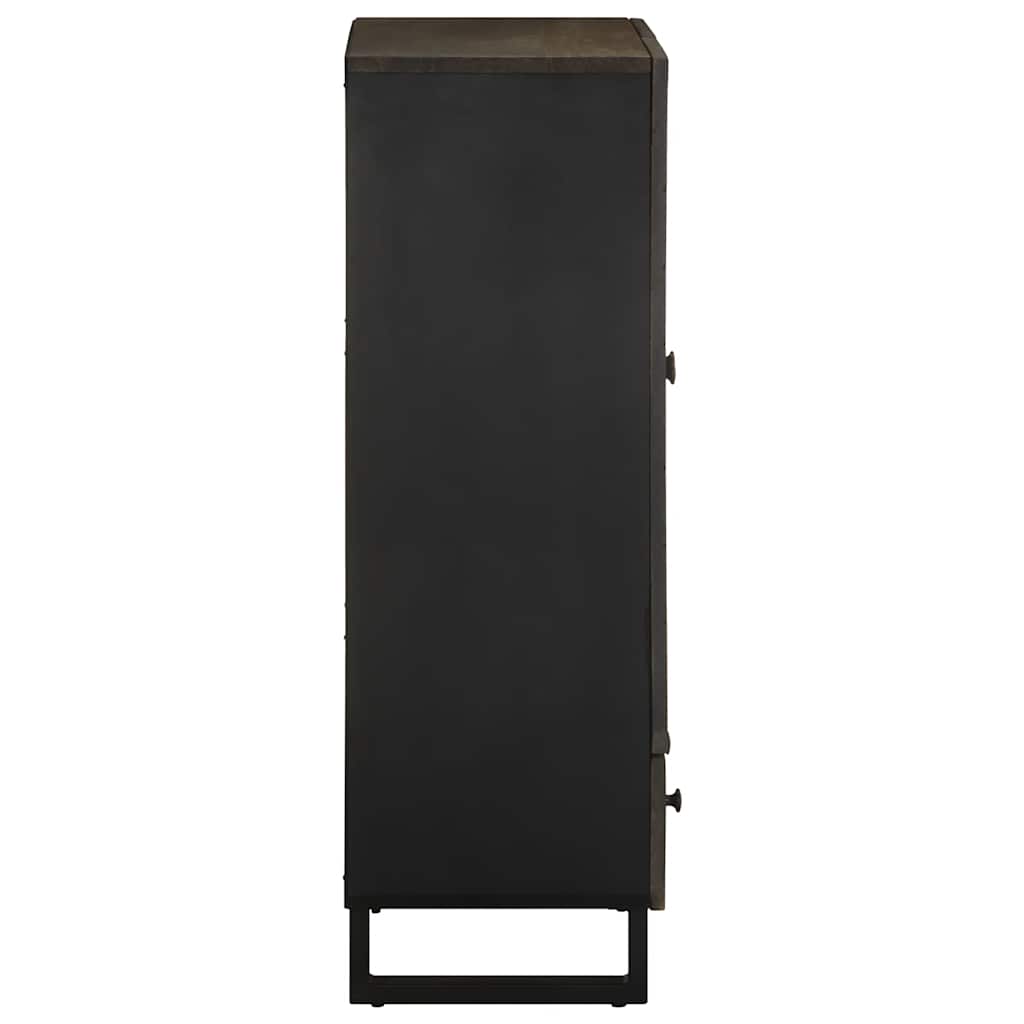 Credenza Nera 60x33x100 cm in Legno Massello di Mango