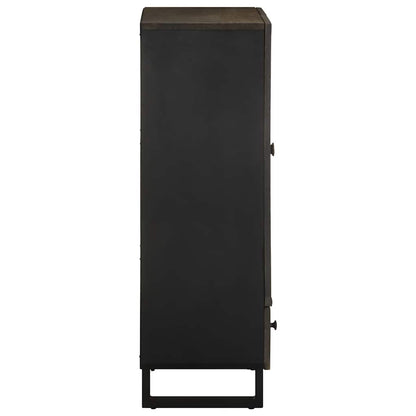 Credenza Nera 60x33x100 cm in Legno Massello di Mango